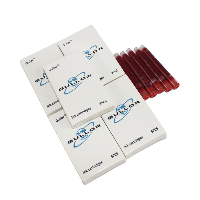 Gullor 25 PCS International Size Pen Ink Cartridge to Fit Jinhao Fountain Pens, RED, 5 Packs - Image 3